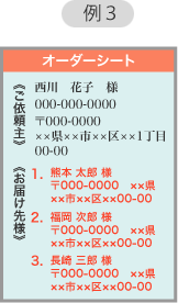 印字の特徴（例3）宛名台紙を兼ねた注文書2